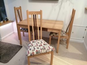 Ash and American Black Walnut table and chairs